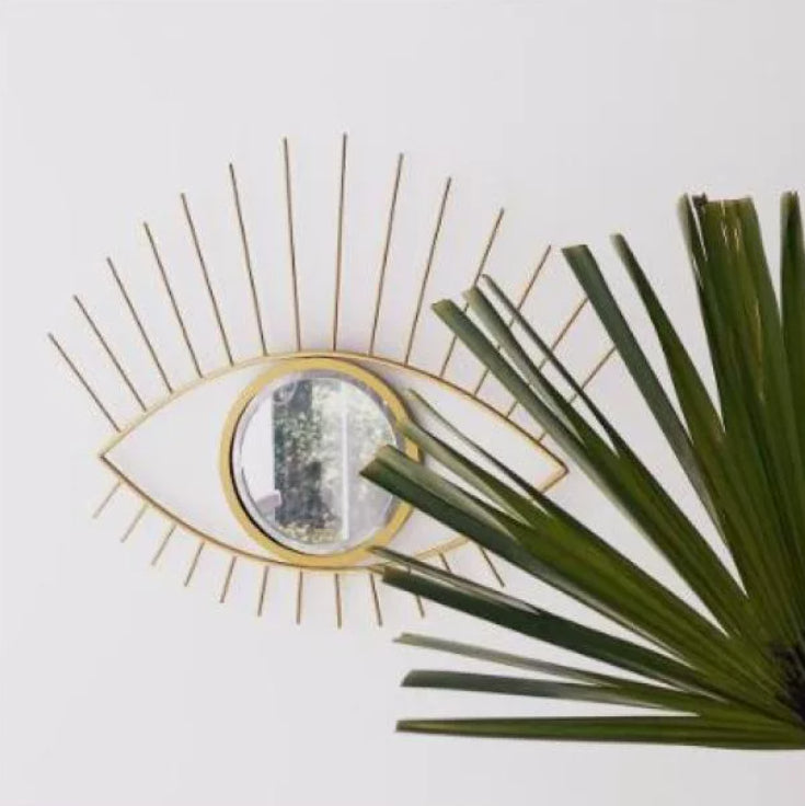 Wall Decor Eye-shaped Hanging Mirror Eyelash Embellishment