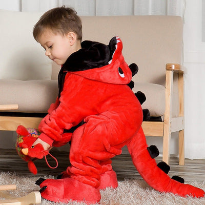 Flannel Funny Dinosaur Pajama Animal Dinosaur Family Home Funny Costume One-Piece