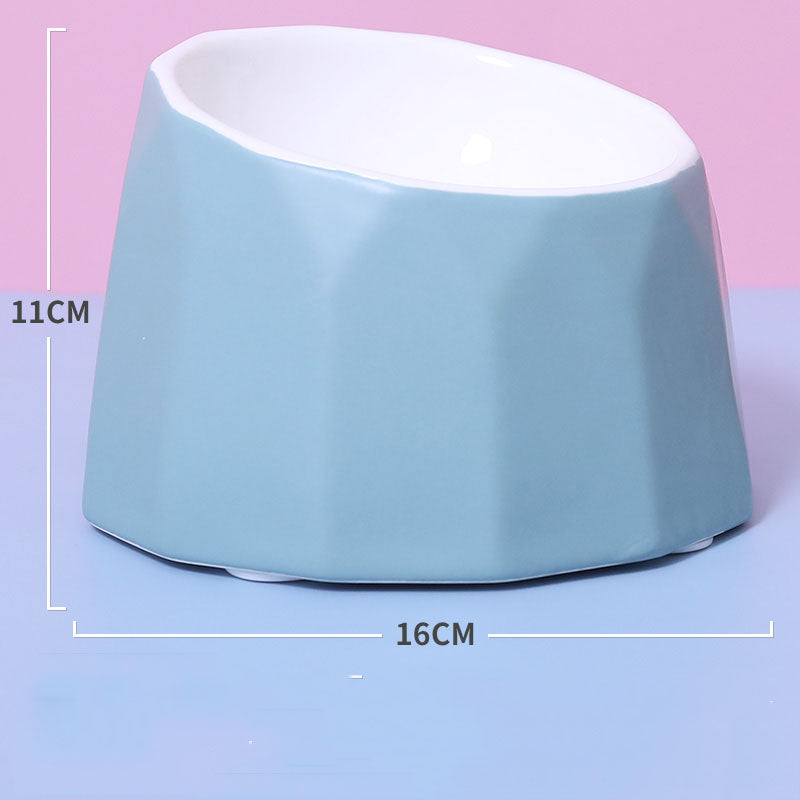 Ceramic Slanted Tall Cat Food Bowl