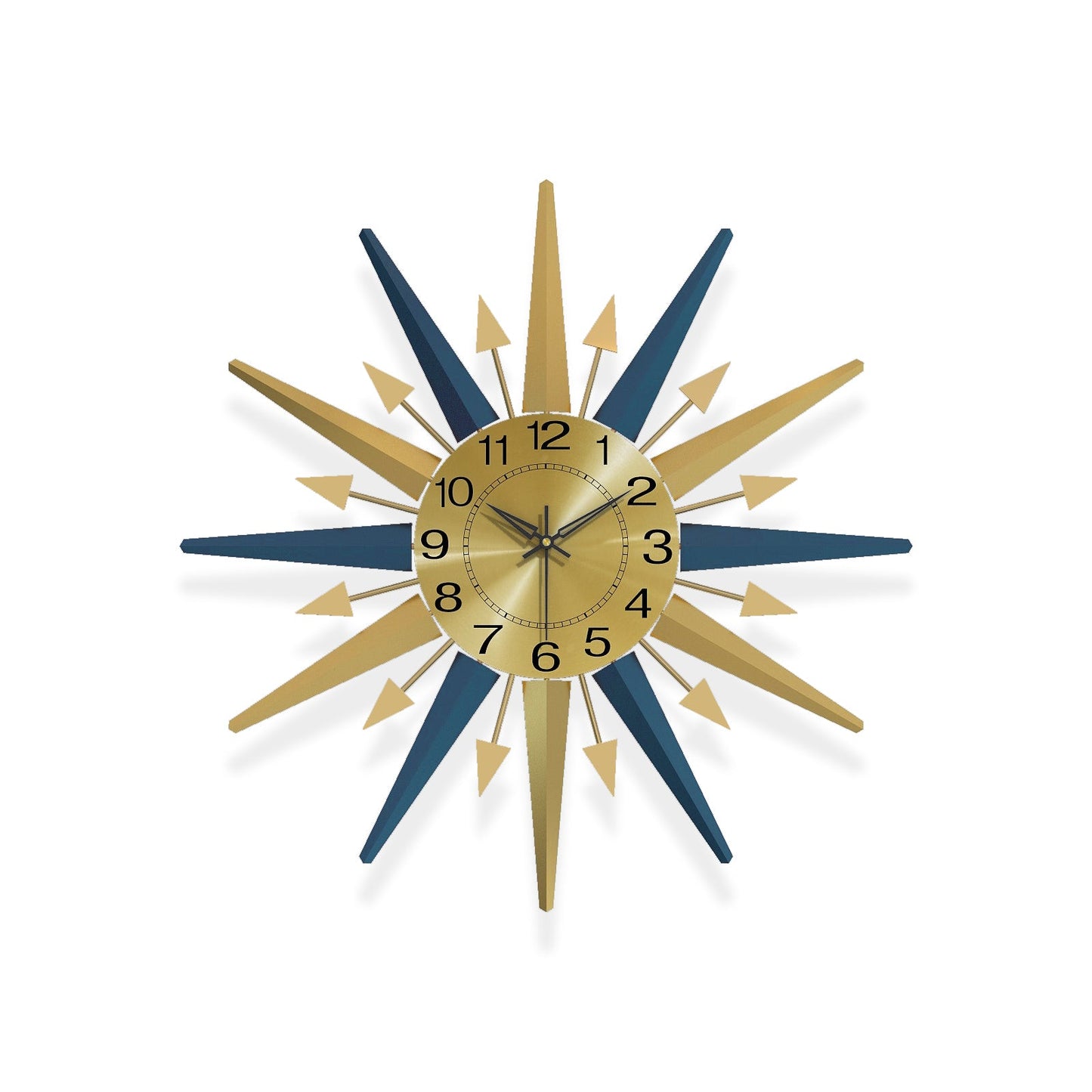 Sunburst Wall Clock Metal Modern Decorative Home Decor