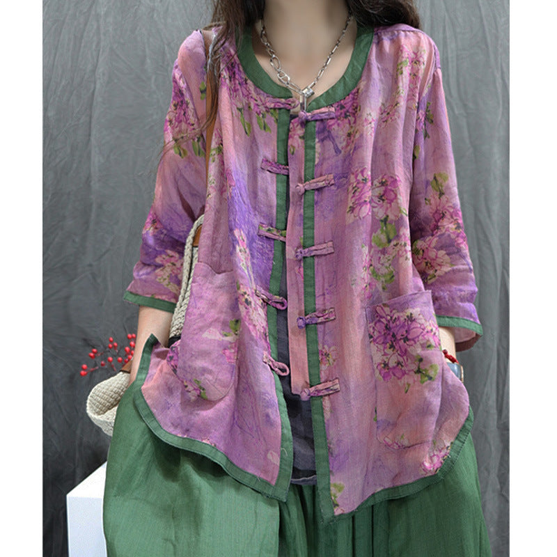 Cardigan Artistic Casual Loose Large Size Cropped Sleeve Top