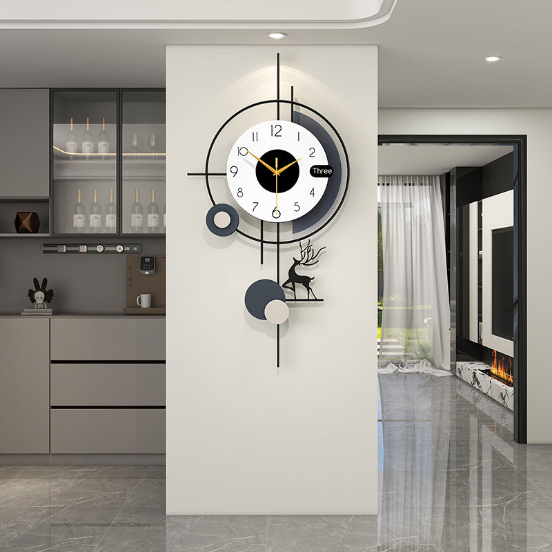 Modern Deer Wall Clock Nordic Geometric Living Room Decor