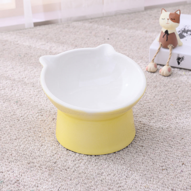 Ceramic Cat Bowl Anti Overturn Slanted Mouth
