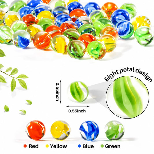 Glass Marbles - Bulk Cat Eye Mix 4 Colors Medium Sized Thick Marble Decorative Gift Retro Game With 14mm For Bounce,Chinese Checkers Board Game,Vases,Party Decor