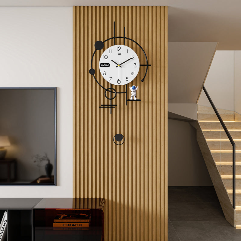 Modern Astronaut Wall Clock Minimalist Pendulum Living Room Decor