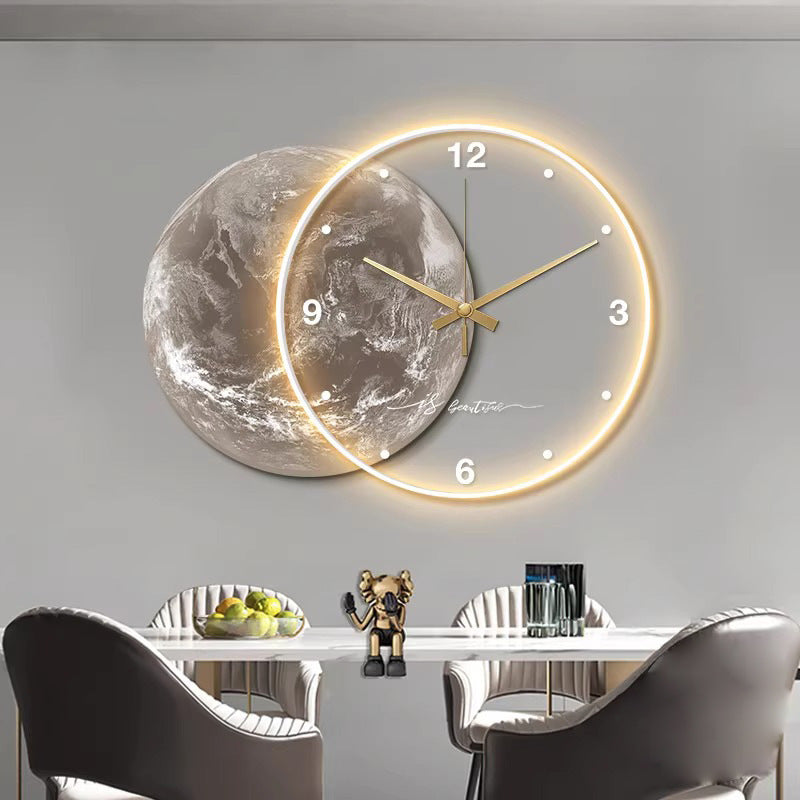 Moon Living Room Wall Clock Clock Mural Light