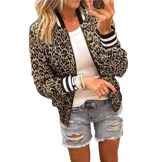 Women's Jacket Zipper Casual Bomber Jacket Coat Stand Collar Short Clothes