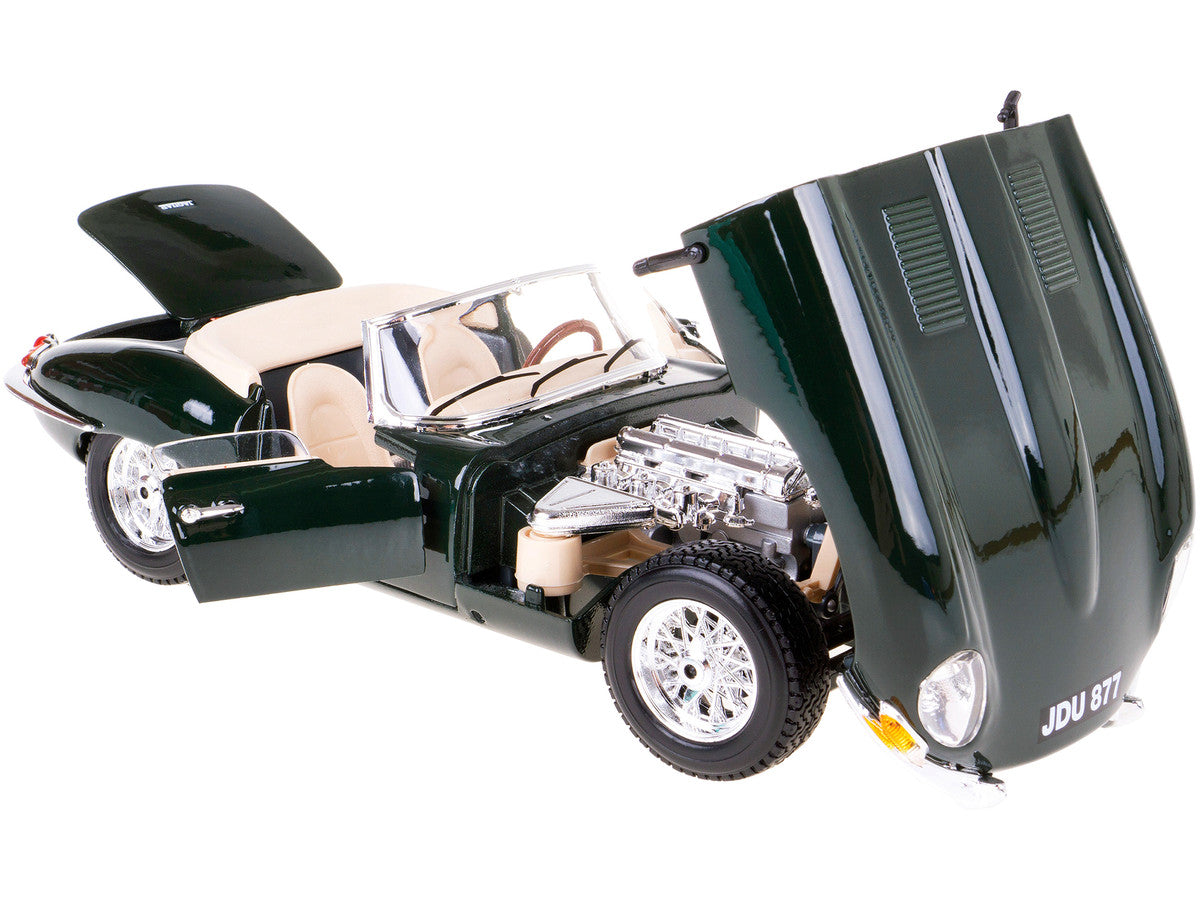 1961 Jaguar E Type Convertible Green 1/18 Diecast Model Car by Bburago