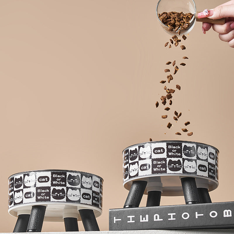 Retro Cat Elevated Bowl Stainless Steel Cat Water Bowl