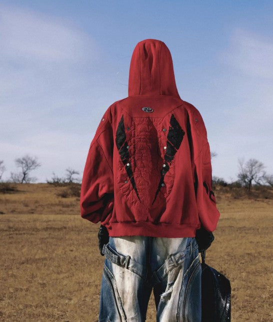 Sports Armor Hoodie With Protective Structure And A Zip-up Hood