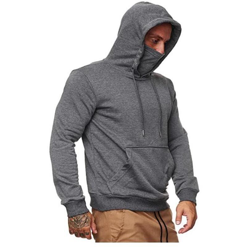 Men's Solid Color Plus Fleece Hoodie Sweatshirt