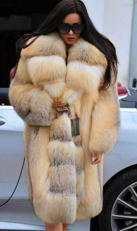 Women's Mid-length Warm Patchwork Faux Fur Coat