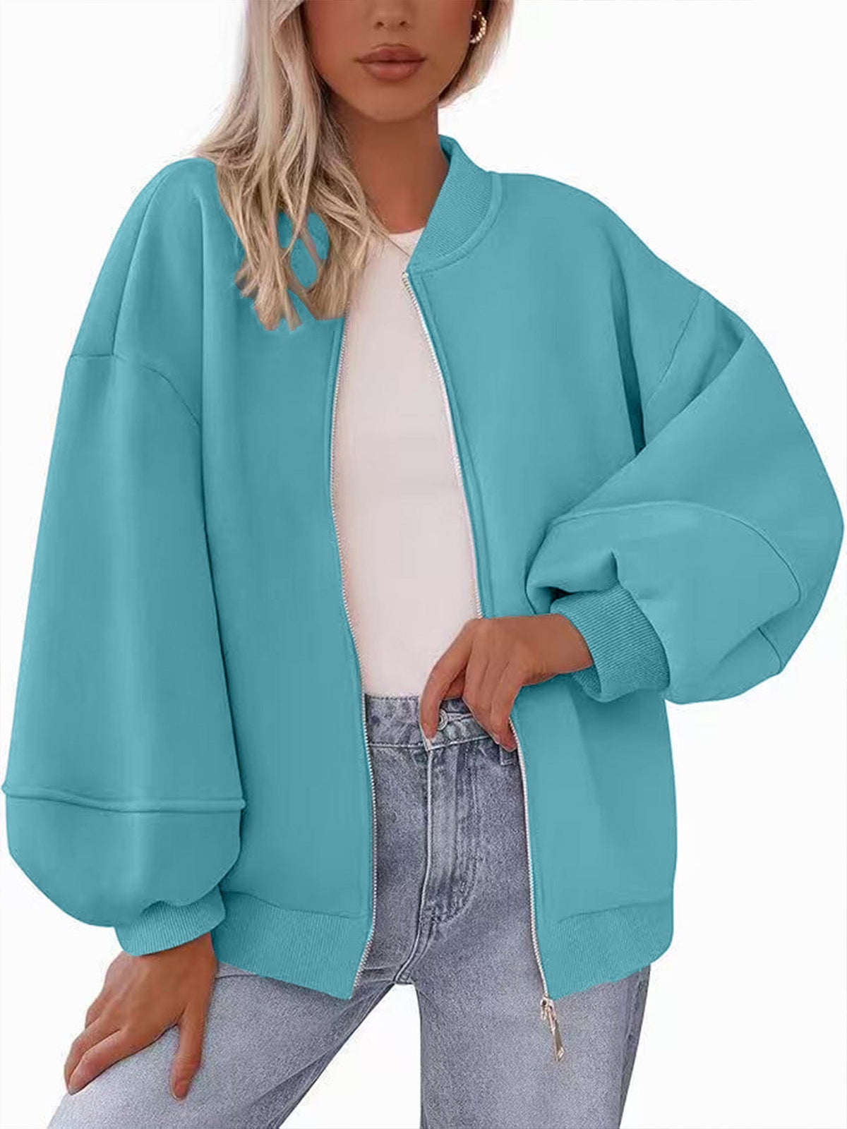 Women's Autumn Fashion 2026 Zipper Sweatshirts Jacket Casual Long Sleeve Bomber Coat Winter Clothes
