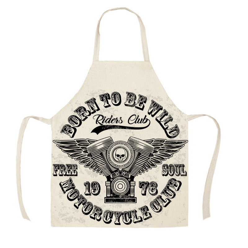 Creative Motorcycle Poster Art Letter Linen Kitchen Apron