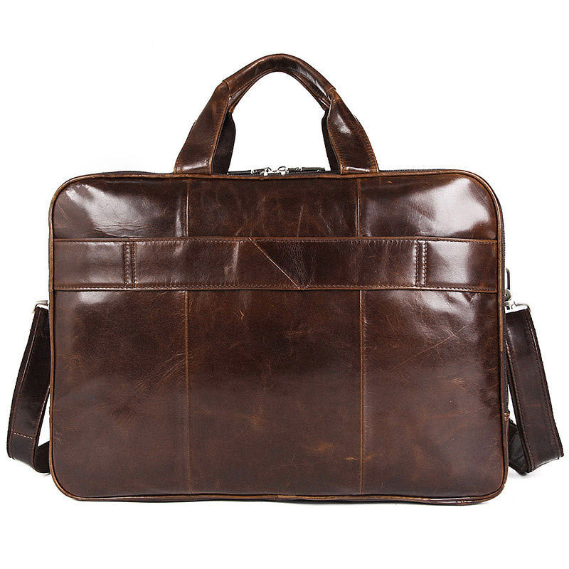 Men's Large Capacity Leather Handbag Computer Briefcase