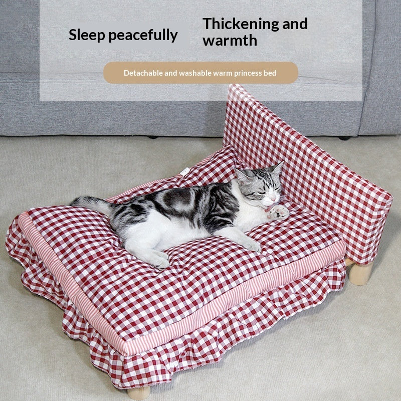 Detachable And Washable All-Season Wooden Pet Bed
