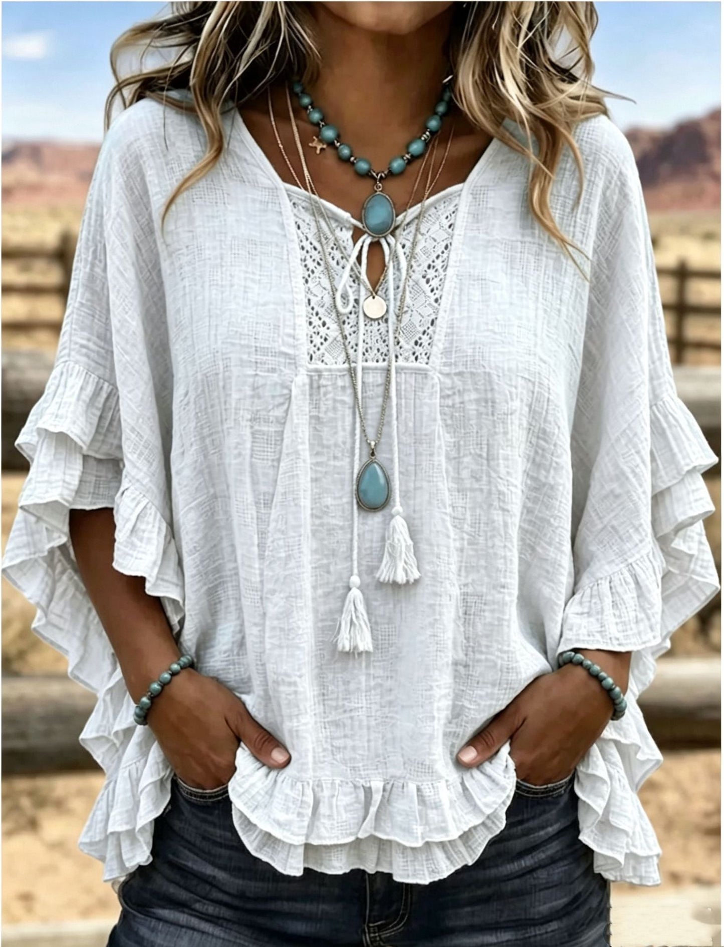 Seasonal European And American Cross-border V-neck Top