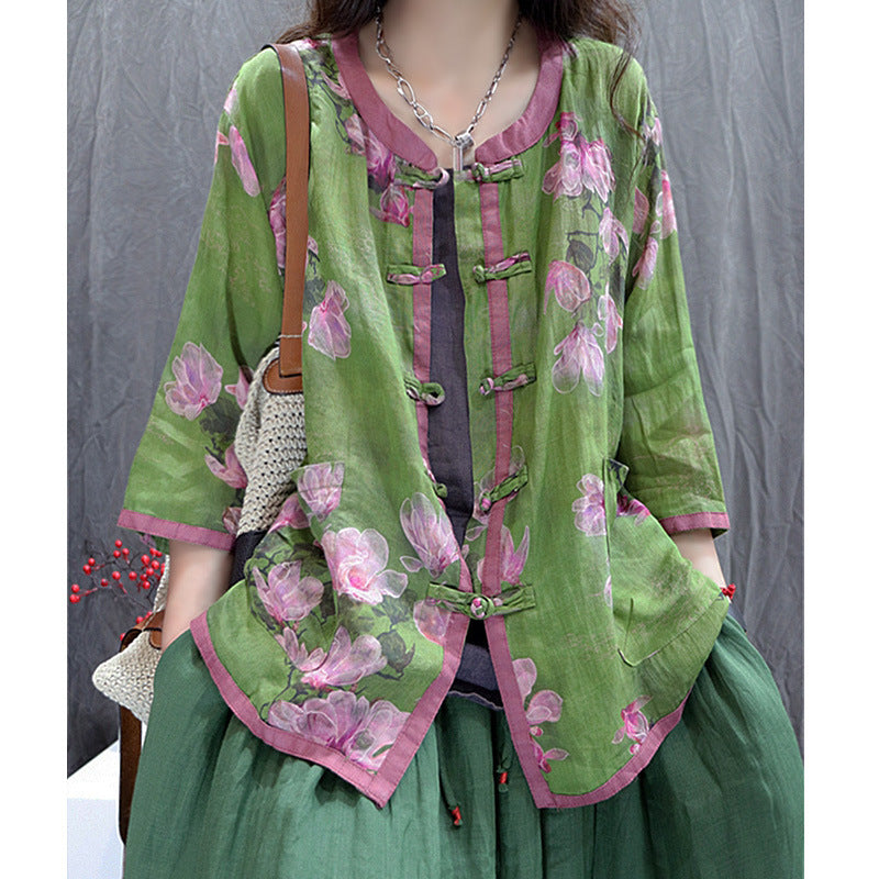 Cardigan Artistic Casual Loose Large Size Cropped Sleeve Top