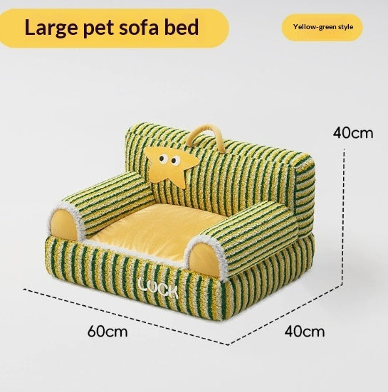 Cat Bed Pet Plush Sofa Cat Striped Raised And Thickened Non-Slip Sofa