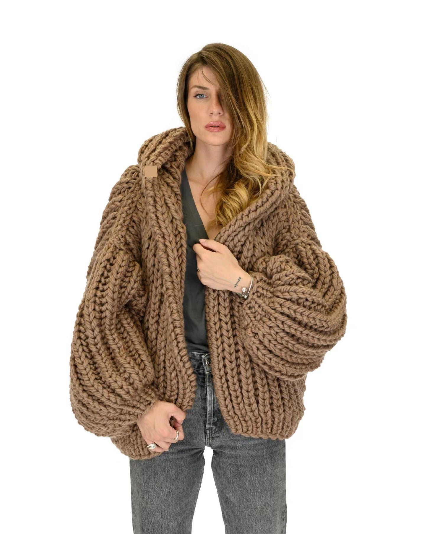 Women's Loose And Lazy Style Hooded Cardigan Sweater