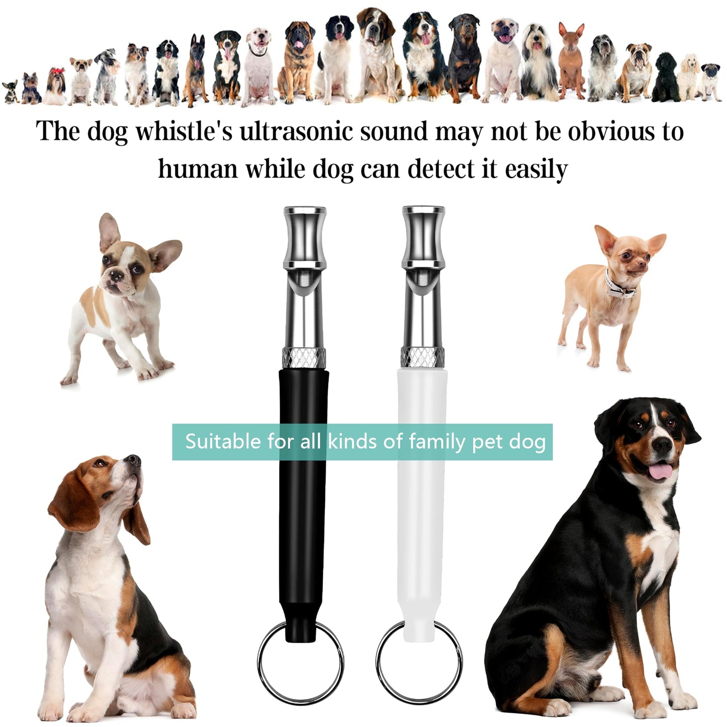 2 Pack Dog Whistle, Dog Whistle To Stop Barking Neighbors Dog, Adjustable Ultrasonic Silent Dog Whistle, Professional Recall Dog Training Whistles, With Lanyard