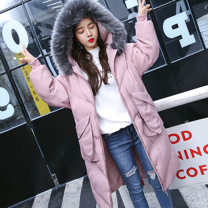 Maternity Cotton Jacket with Hood and Fur Collar