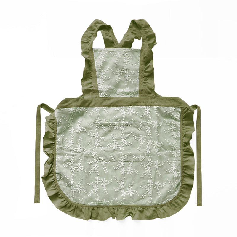 Kitchen Household Minimalist Cotton Linen Lace X Strap Apron