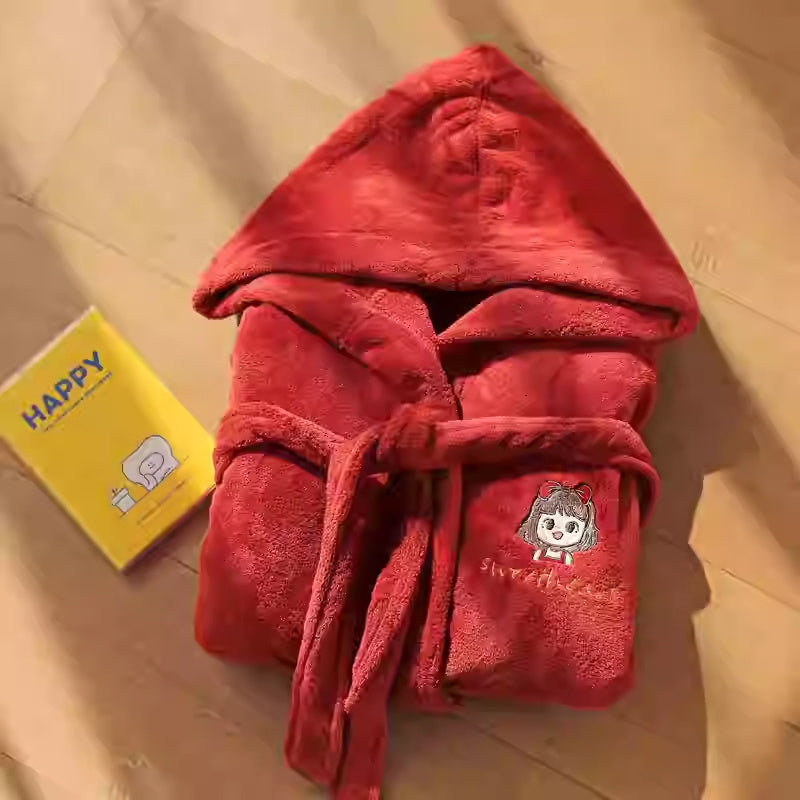 Newlywed Couple Wedding Embroidered Text Water Absorbing Home Bathrobe