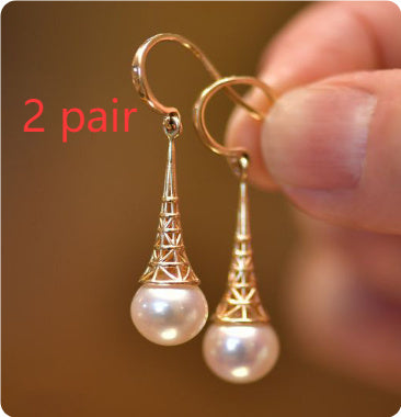 Hesheng New Normcore Simple Hollow Pearl Earrings