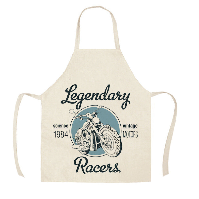 Creative Motorcycle Poster Art Letter Linen Kitchen Apron