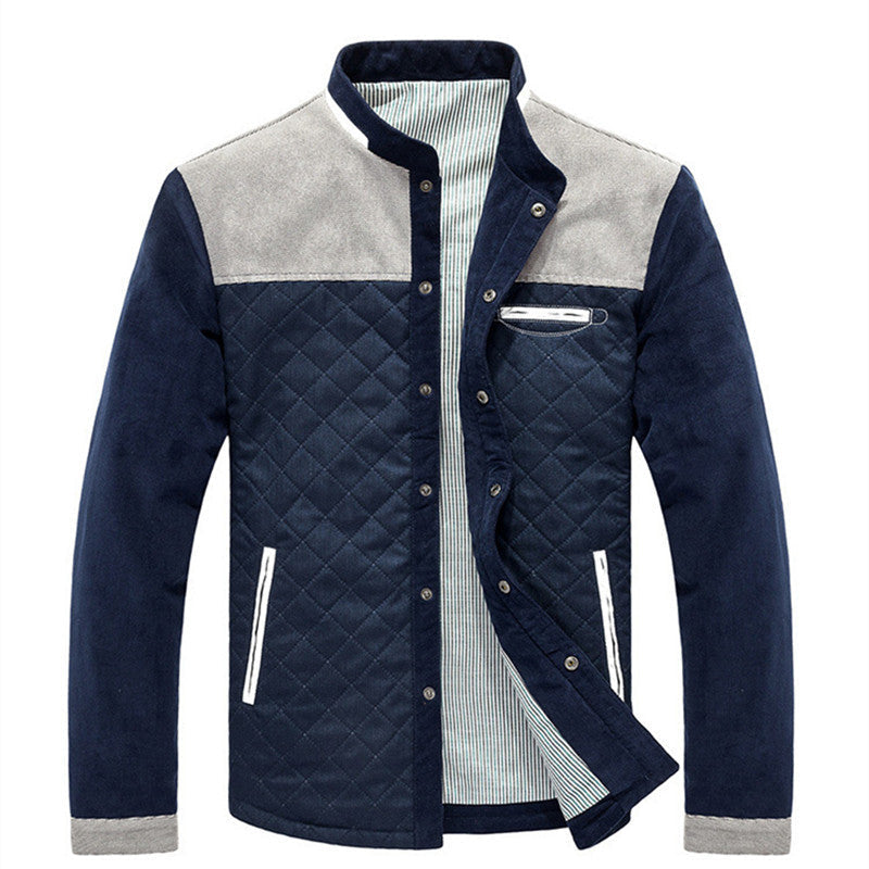Zip-up Slim-fit Side Seam Pocket Non-hooded Blue Casual Youth Jacket