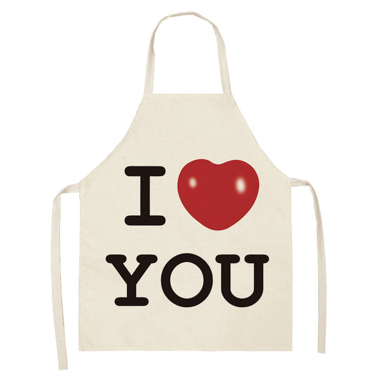 Letter Linen Apron Kitchen Stain-resistant Sleeveless Coverall