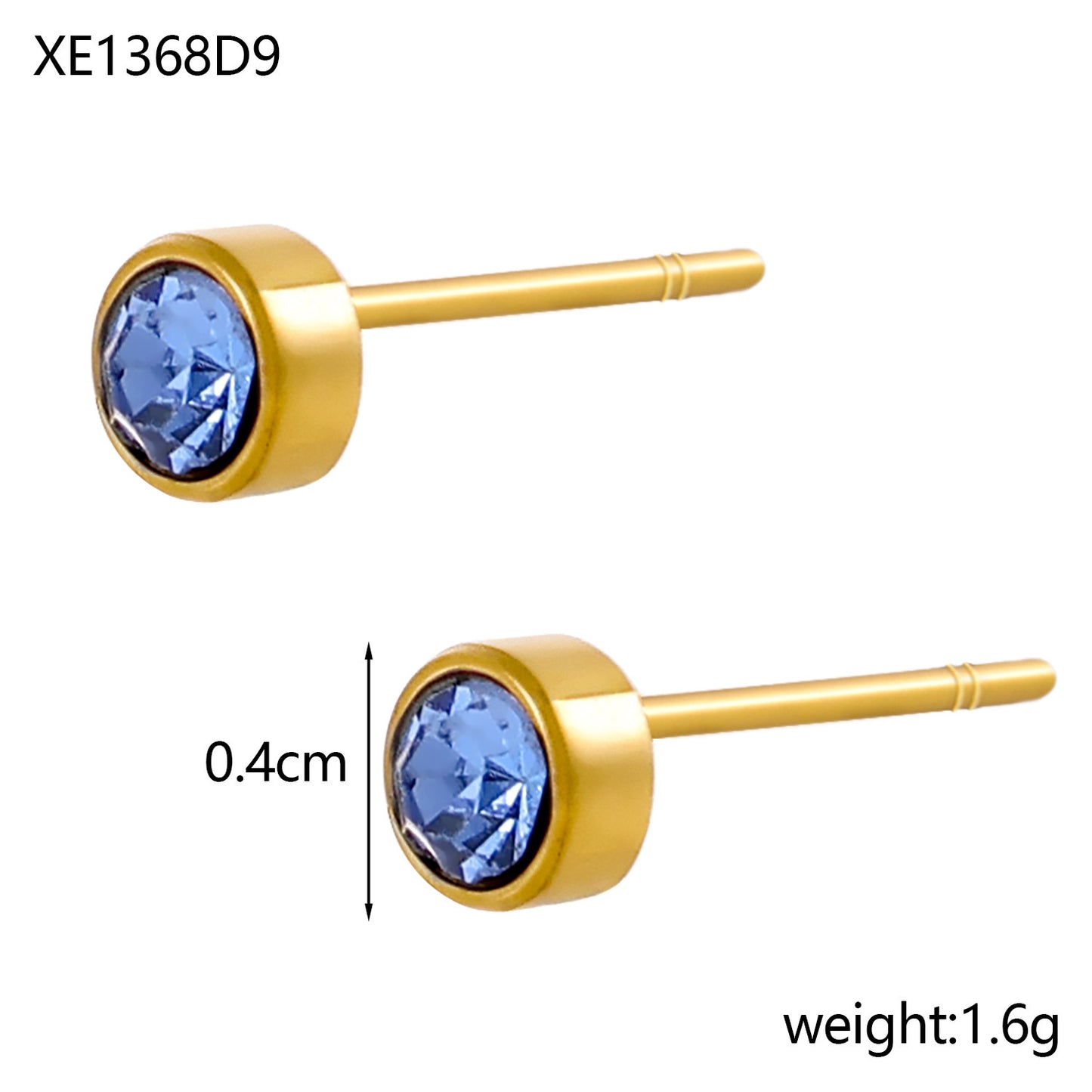 Stainless Steel Gold-plated Birthday Stone Constellation Diamond Bone Nail