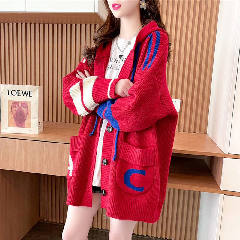 Idle Style Hooded Sweater Cardigan For Women