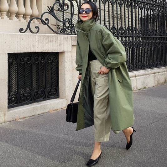 Mid-Length Loose Thin Windbreaker Jacket for Women