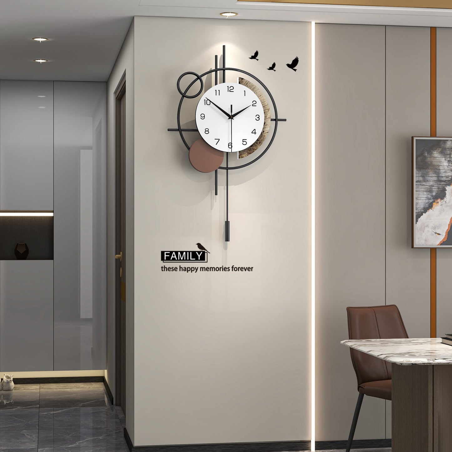 Modern Abstract Wall Clock Minimalist Metal Decorative Home Decor