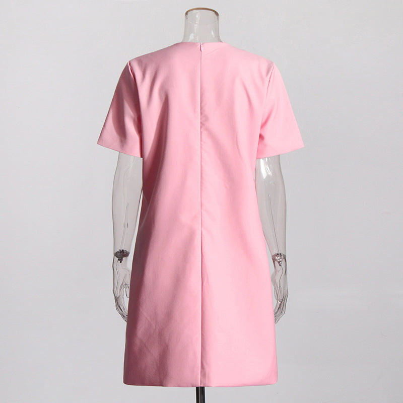 Bow Design Short Sleeve Dress Women