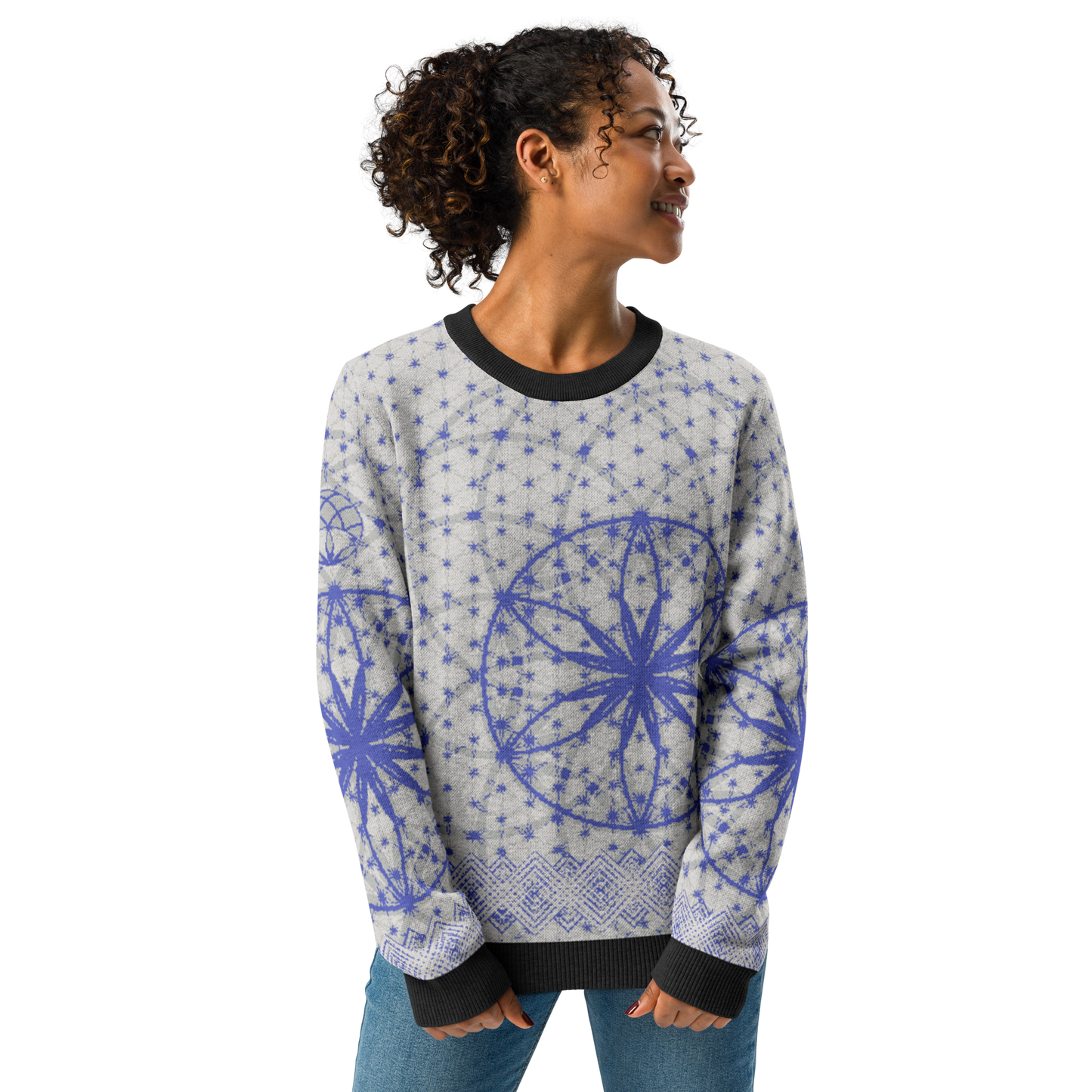Blue Prima Mystica | Knitted Crew Neck Sweater (Knit-On-Demand)