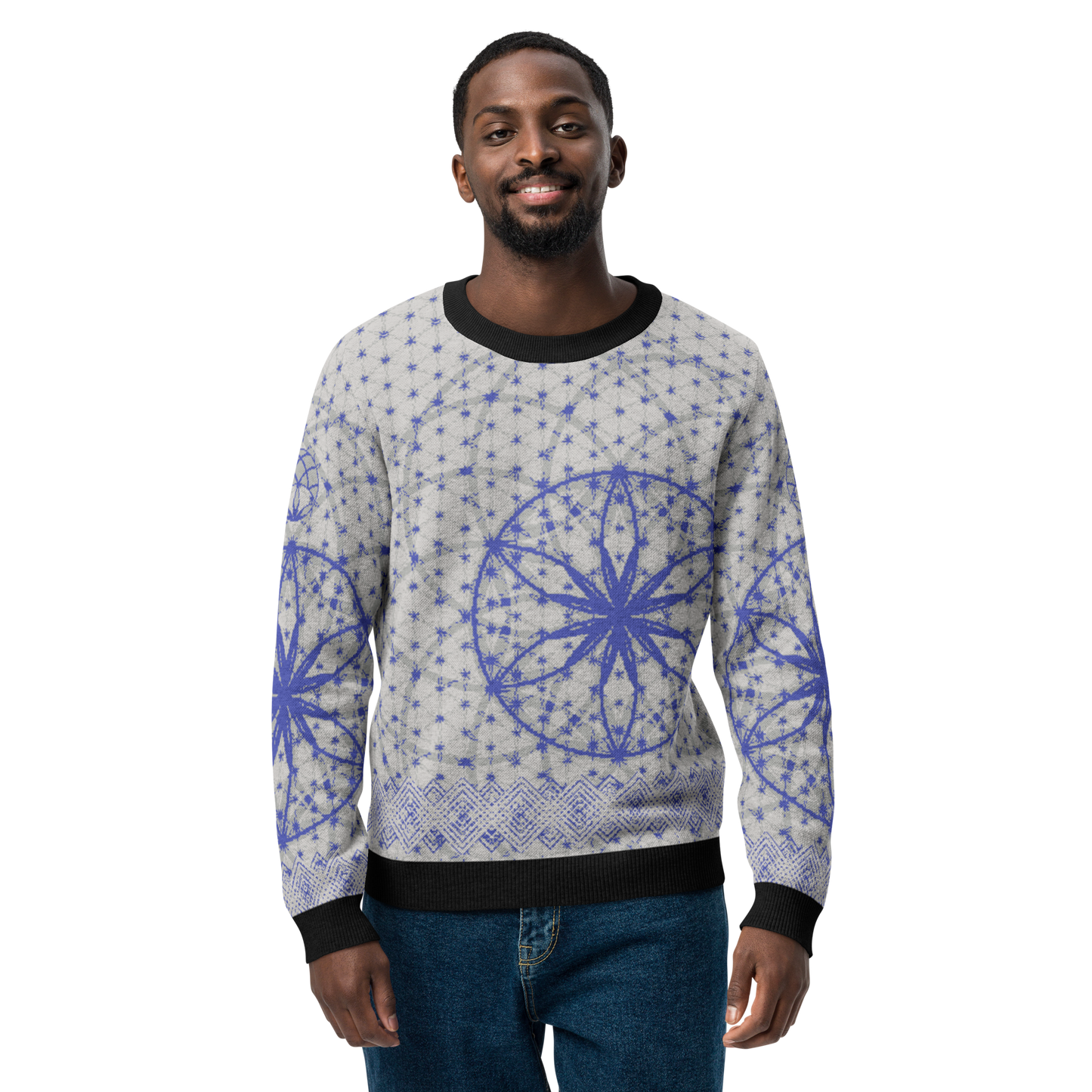 Blue Prima Mystica | Knitted Crew Neck Sweater (Knit-On-Demand)