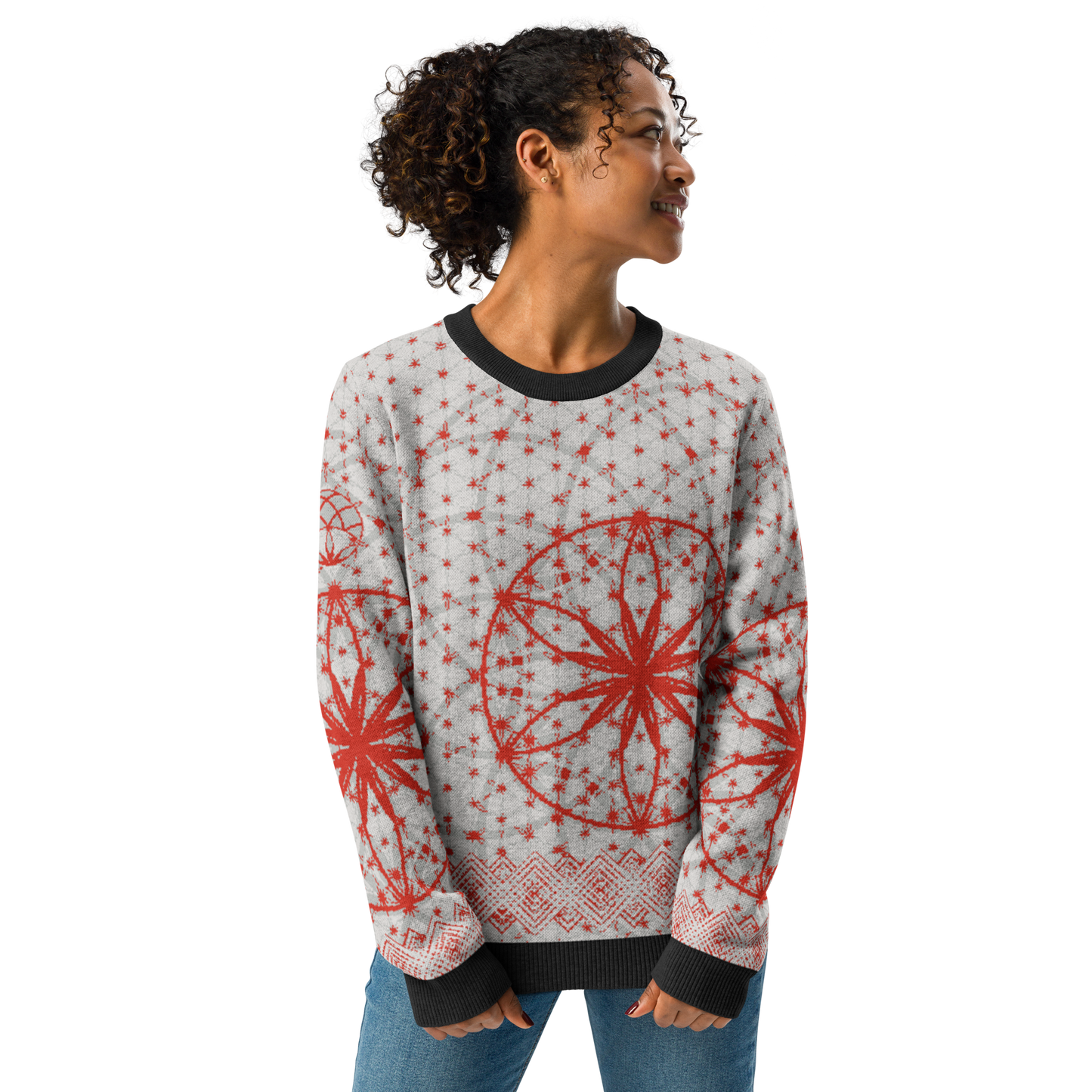 Red Prima Mystica | Knitted Crew Neck Sweater (Knit-On-Demand)
