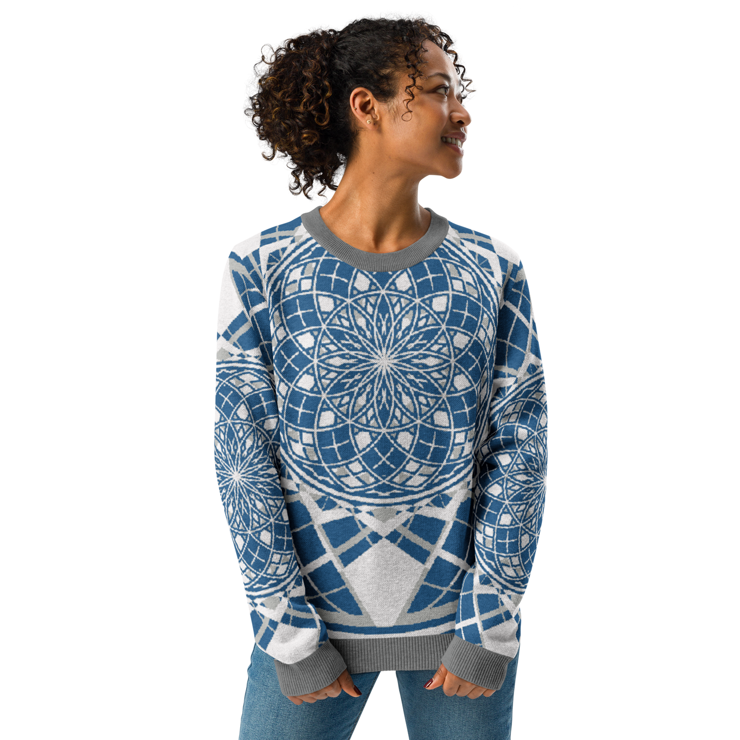 Mystic Metamorphic Blue Sky | Knitted Crew Neck Sweater