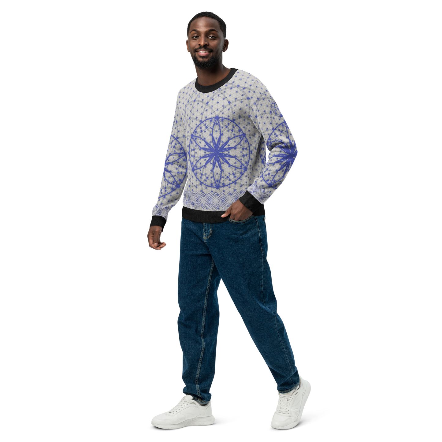 Blue Prima Mystica | Knitted Crew Neck Sweater (Knit-On-Demand)