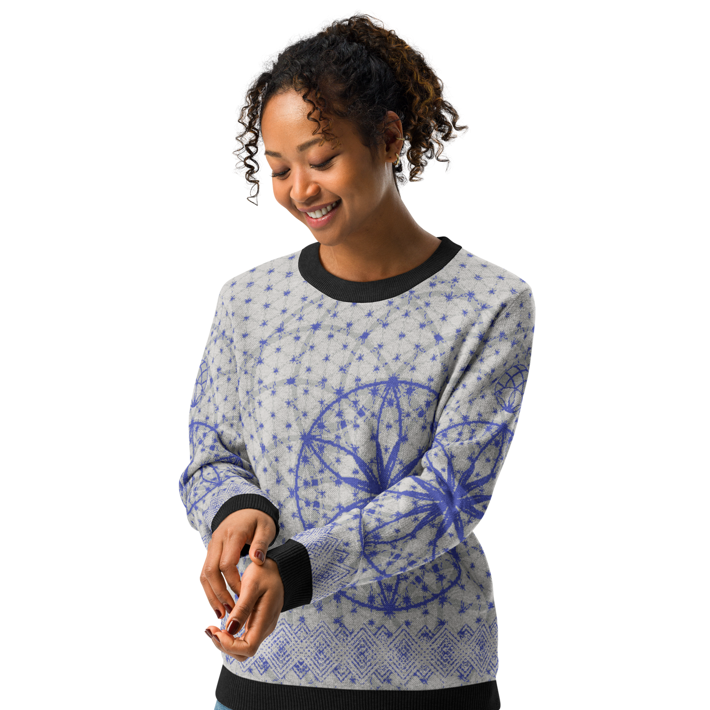 Blue Prima Mystica | Knitted Crew Neck Sweater (Knit-On-Demand)
