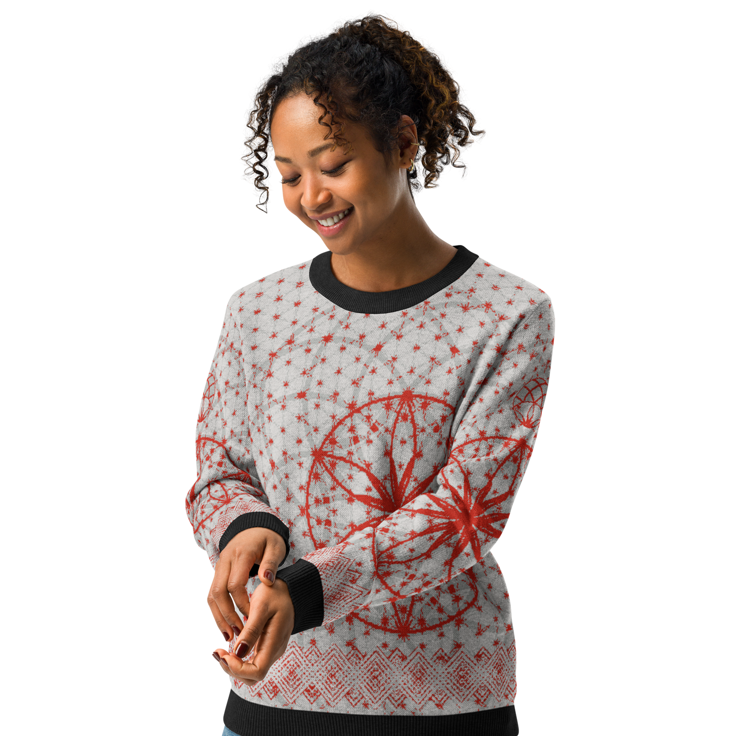 Red Prima Mystica | Knitted Crew Neck Sweater (Knit-On-Demand)