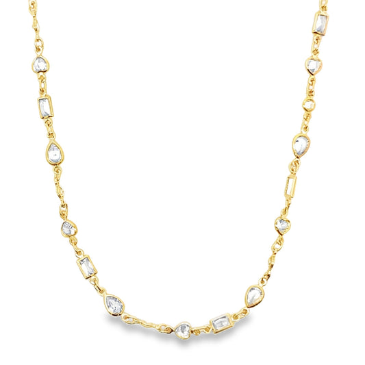 Clear CZ Stone Shape Mix Charm Necklace (I503)(H148)