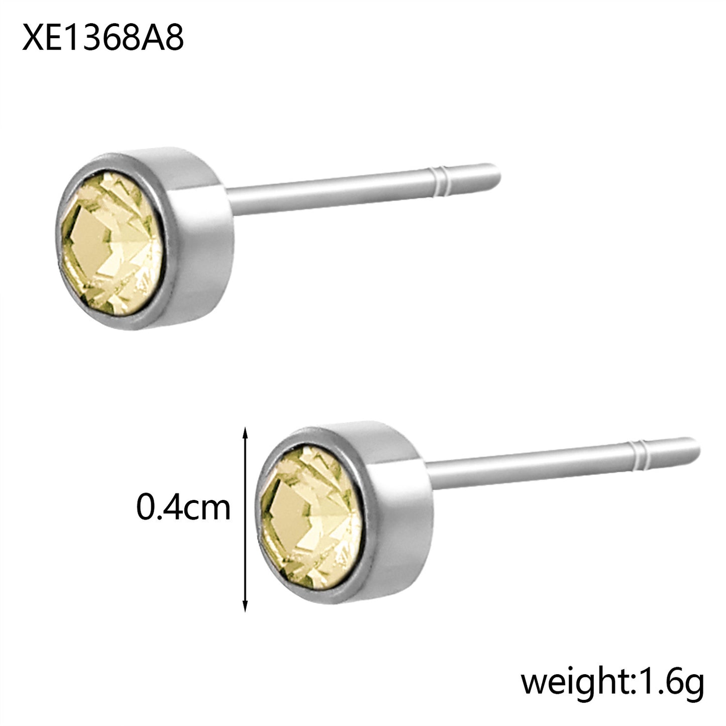 Stainless Steel Gold-plated Birthday Stone Constellation Diamond Bone Nail
