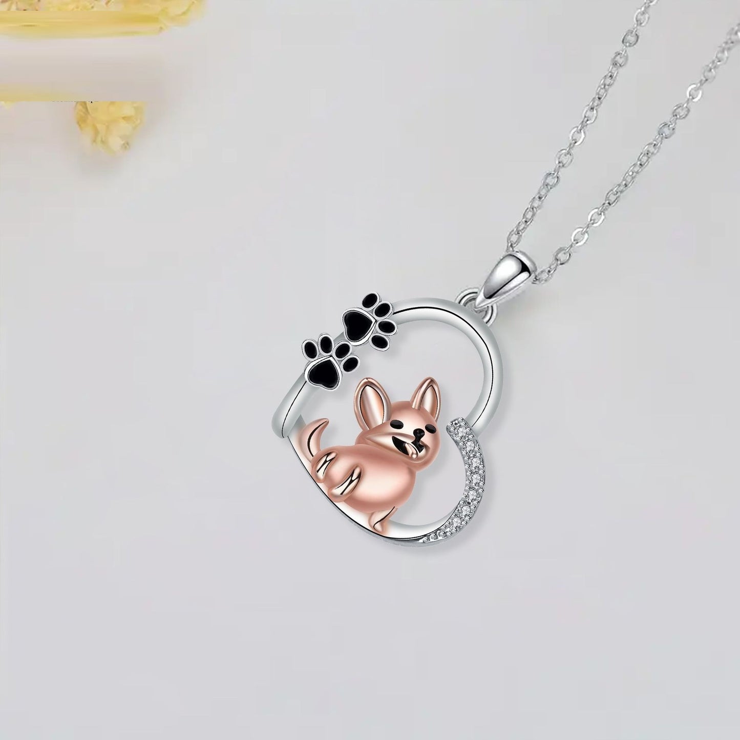Lovely Heart-shaped Design Pet Dog Pendant Necklace Personality