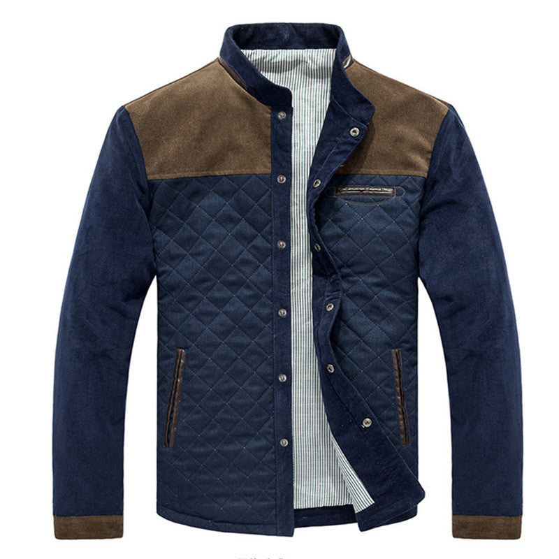 Zip-up Slim-fit Side Seam Pocket Non-hooded Blue Casual Youth Jacket