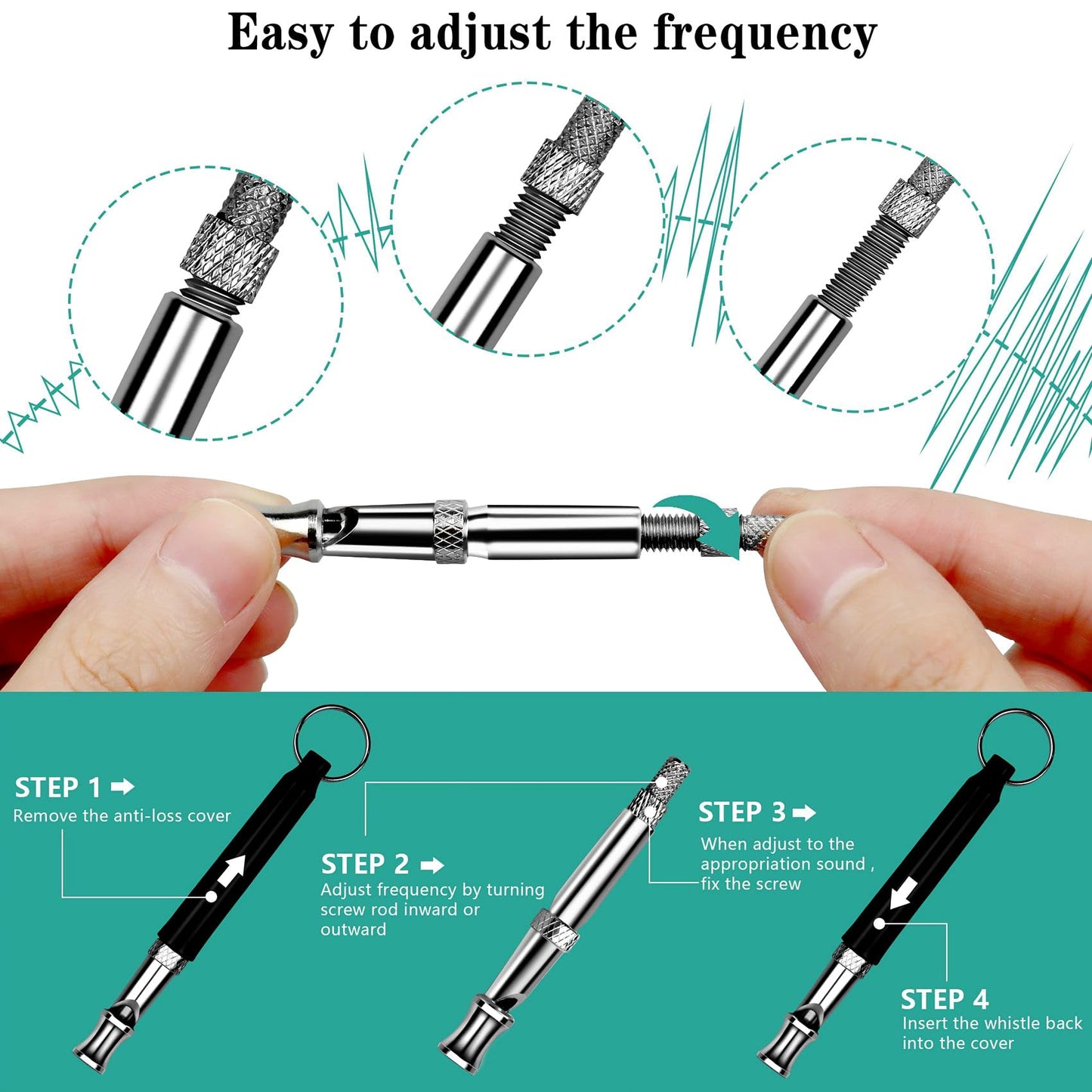 2 Pack Dog Whistle, Dog Whistle To Stop Barking Neighbors Dog, Adjustable Ultrasonic Silent Dog Whistle, Professional Recall Dog Training Whistles, With Lanyard