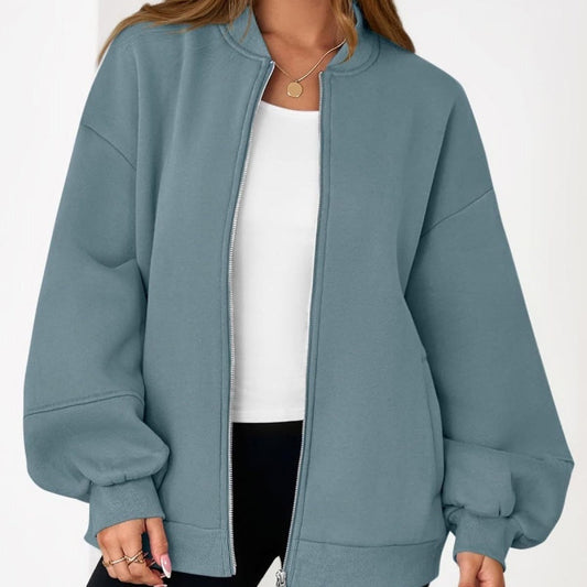 Zip Sweatshirt Jacket Casual Long Sleeve Pilot Coat